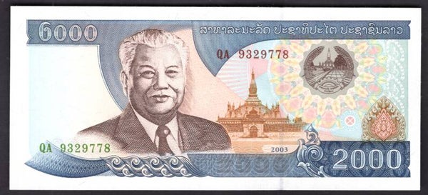 Laos. 2,000 Kip 2003 QA 9329778. UNC.   DY19978