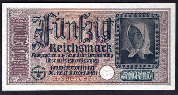 Germany. Occupied Territories. 50 Reichsmark (1942). B.9907097 AU.   DY20146