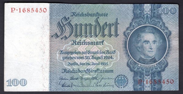 Germany. 100 Reichsmark 1935 (WPM 153a).P.1685450 VF.   DY20149