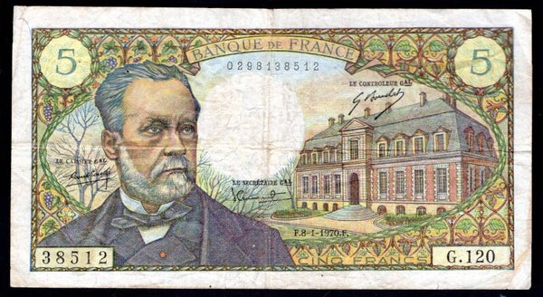 France. Five Francs 8-1-1970 0298138512 Fine.   DY20159