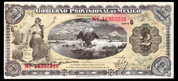 Mexico. Gobierno Provisional. Two Pesos Veracruz 1915 (WPM S1102). 16352239 Crisp GVF.  DY20227