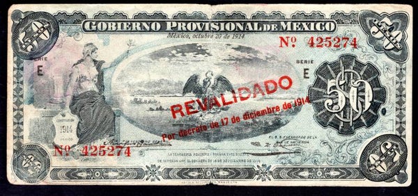 Mexico. Gobierno Provisional. 50 Pesos 1914 (WPM S707). 42574 GF+.   DY20238