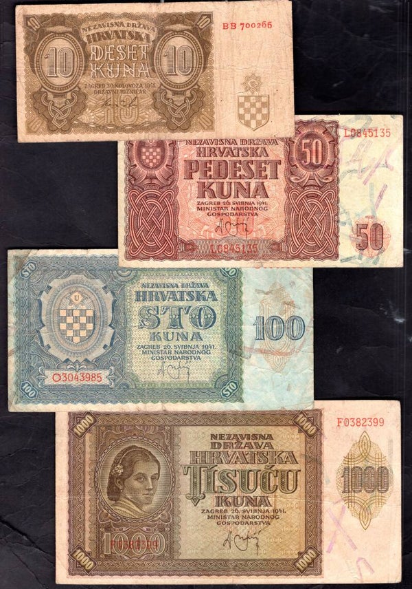 Croatia. Four banknotes 1941.   DY20267