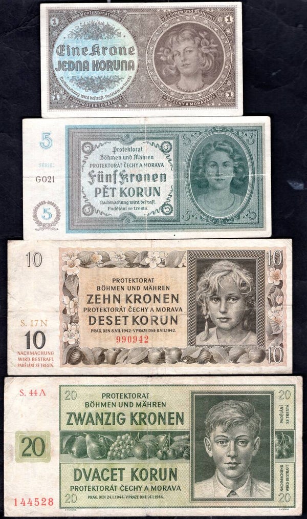 Bohemia & Moravia. Four notes 1940-1944.   DY20268