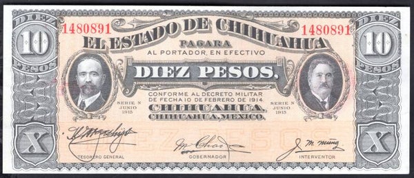 Mexico. Chihuahua. 10 Pesos June 1915 (WPM S535) EF.   DY20387