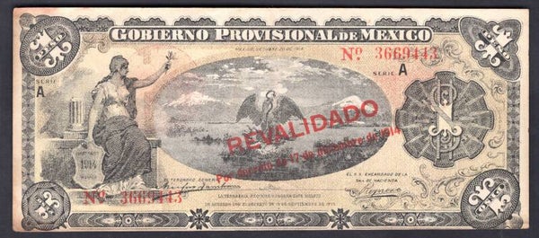 Mexico. Gobierno Provisional. Peso 1914 (WPM S701b) A3669443 Crisp VF.   DY20411DY20411