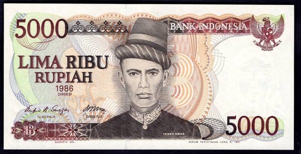 Indonesia. 5,000 Rupiah 1986 (WPM 125) UCG 169233 AU-UNC.   DY20413