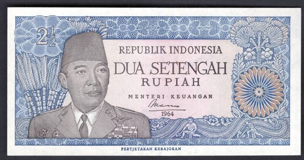 Indonesia. 2.5 Rupiah 1964 (WPM 81a) AVJ 046312 AU-UNC.   DY20420