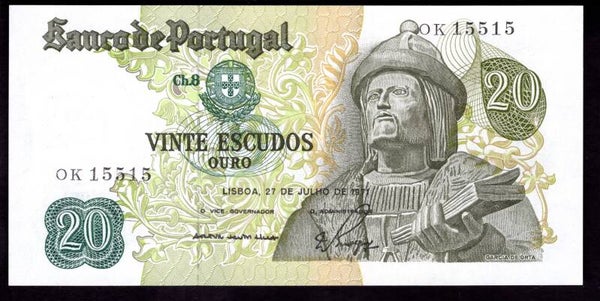 Portugal. 20 Escudos 21-7-1971 (WPM 173) OK 15515 UNC.   DY20449