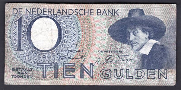 Netherlands. 10 Guilders7-1-1943 (WPM 59) 5AD 050635 Good.   DY20525