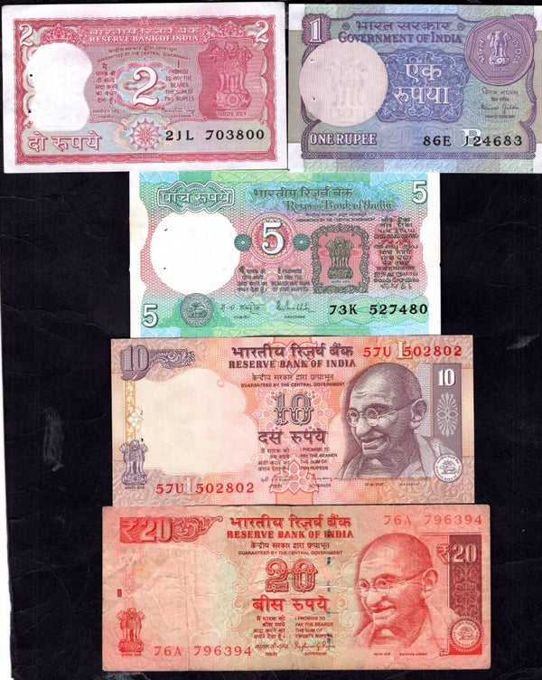 India. Nine note type set.   DY20554