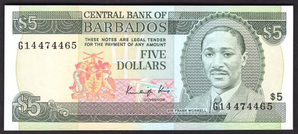 Barbados. $5 (1986) G14 474465 AU-UNC.   dy20824