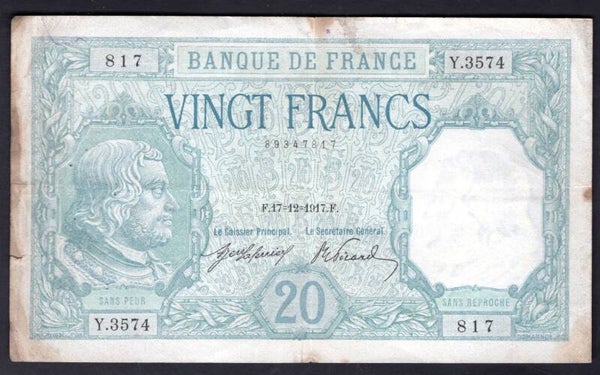 France. 20 Francs 17-12-1917 89347817 Crisp NVF.