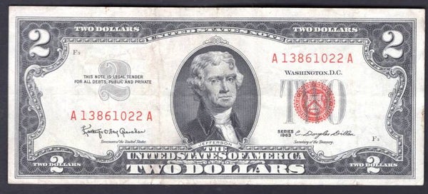 USA. Legal Tender $2 series 1963 F-VF.  dy20862