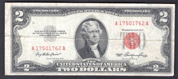 USA. Legal Tender. $2 series 1953 Good Fine.  dy20863