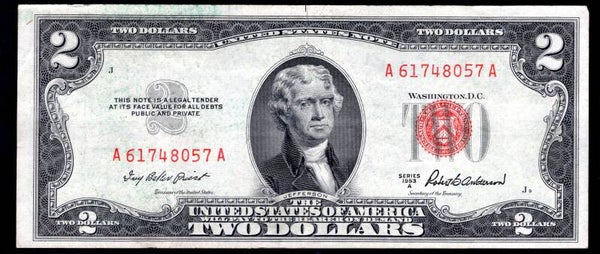 USA.Legal Tender. $2 series 1953A Crisp F-VF.  dy20864