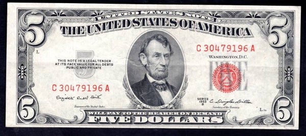 USA. Legal Tender $5 series 1953B Crisp F-VF.  dy20869