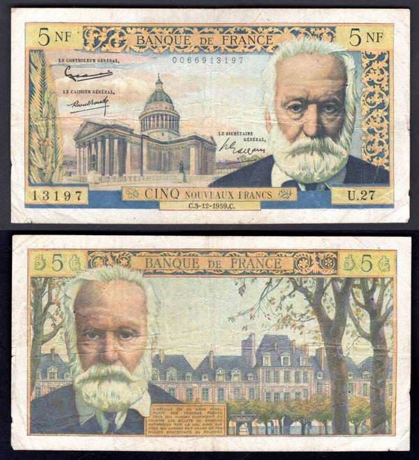 France. 5 New Francs  3-12-1959 Crisp F-VF.  dy20880