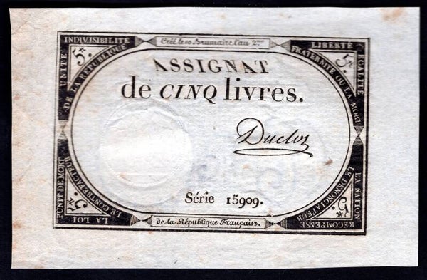 France. 5 Livres (1793) Series 15909 VF-EF.     dy20974
