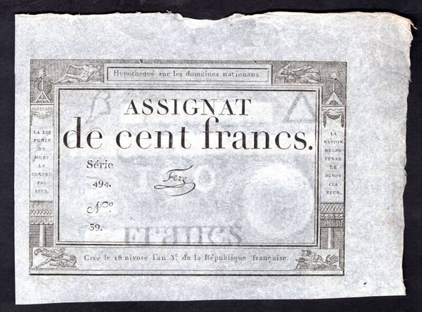 France. 100 Francs 1795 series494  NEF.  dy20993