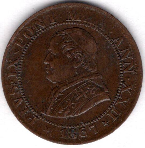 Vatican. 1/2 Soldo 1867.   dy21004