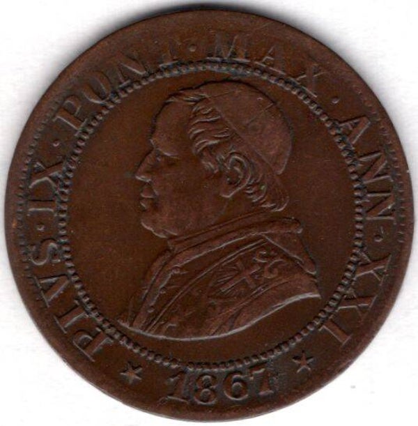 Vatican. 1/2 Soldo 1867.   dy21005