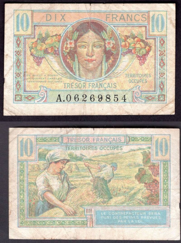 France. Occupation of Germany (1947) Ten Francs. Good Fine.   dy21092