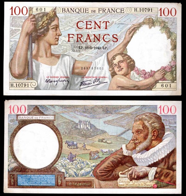 France. 100 Francs 16-5-1940 VF-EF.     dy21093