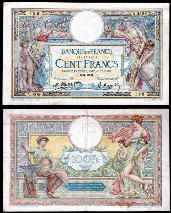 France. 100 Francs 6-6-1923 GF.     dy21095