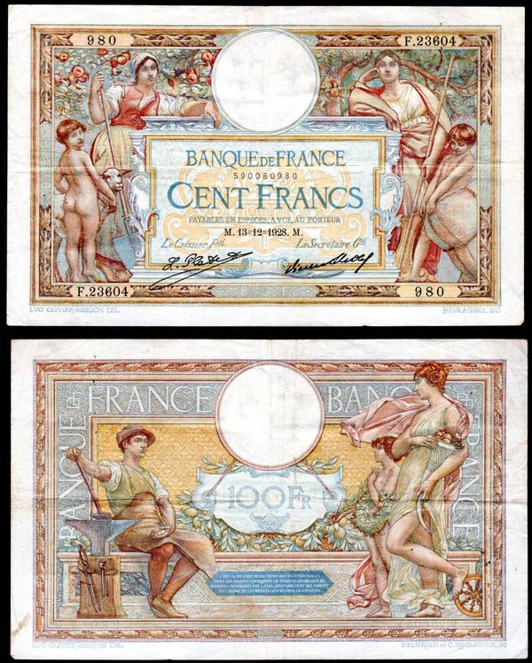 France. 100 Francs 13-12-1928 Crisp GF+.     dy21096