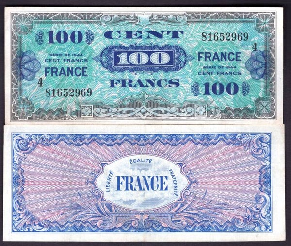 France. Allied Military. 100 Francs 1944 20391171 GVF.     dy21098