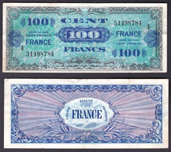 France. Allied Military. 100 Francs 1944 51498784 Crisp F-VF.     dy21100