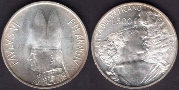 Vatican. 500 Lire 1966.   dy21116