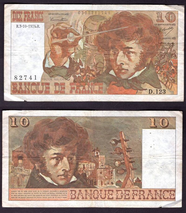 France. Ten Francs 3-10-1974 Fine.    dy21153