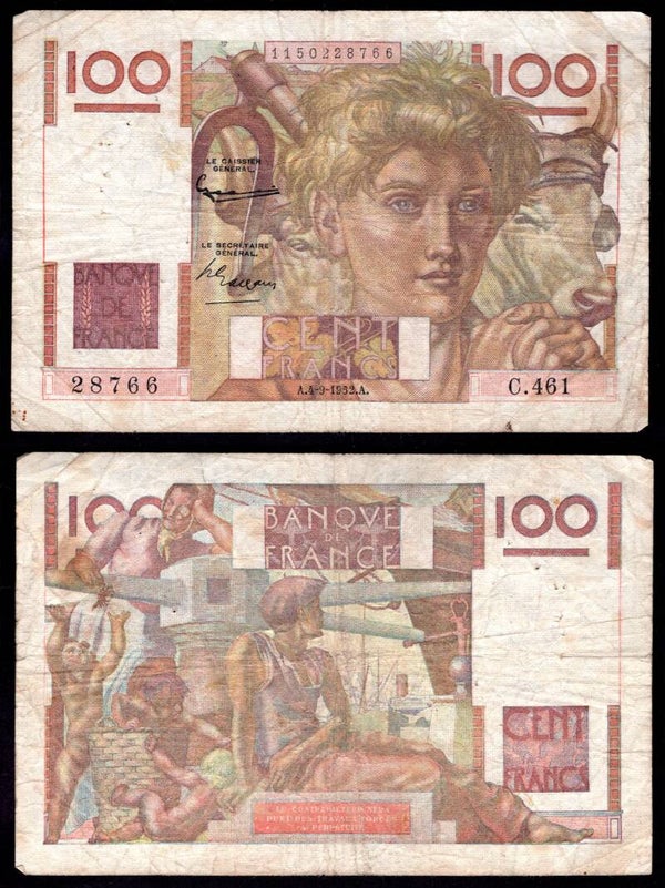 France. 100 Francs 4-9-1952 Fine.    dy21115