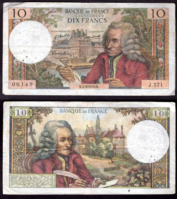 France. Ten Francs 5-3-1970 Fine.      dy21156