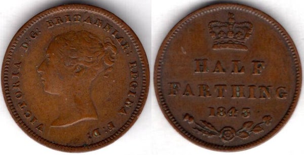 Victoria. Half Farthing 1843     dy21416