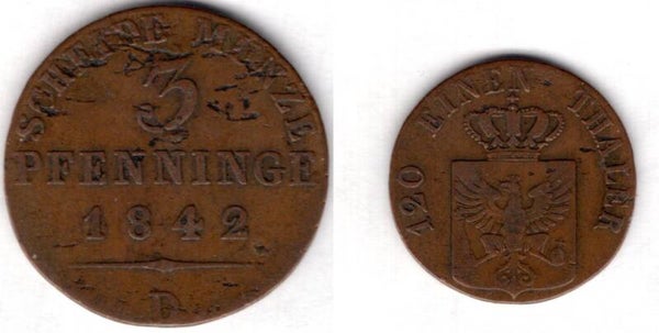Prussia. Three Pfennig 1842D.   dy21421