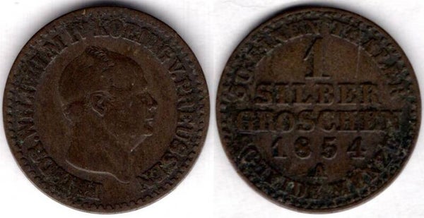 Prussia. One Groschen 1854A.   dy21425