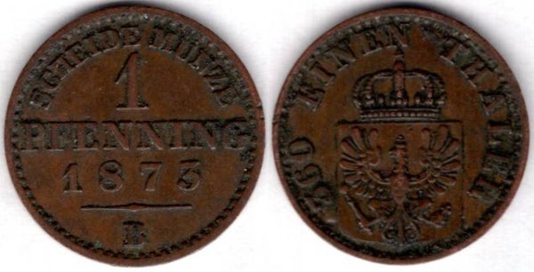 Prussia. One Pfennig 1873B   dy21426