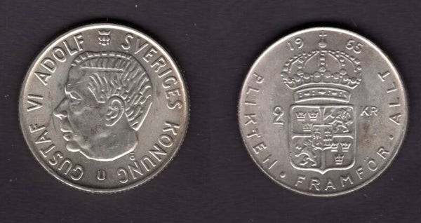 Sweden. Two Kroner 1965.   dy21453