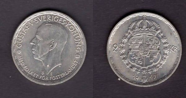 Sweden. Two Kroner 1947.   dy21454