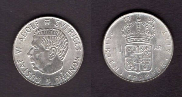 Sweden. One Krona 1954.   dy21460