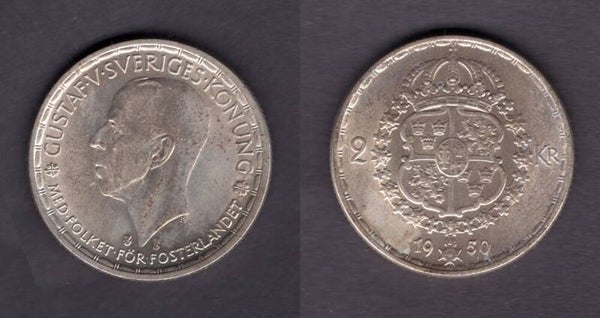 Sweden. Two Kroner 1950.   dy21464