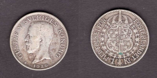 Sweden. One Krona 1926.   dy21470