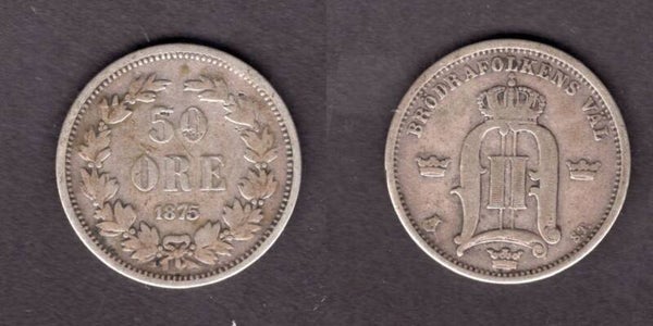Sweden. 50 Ore 1875.   dy21472