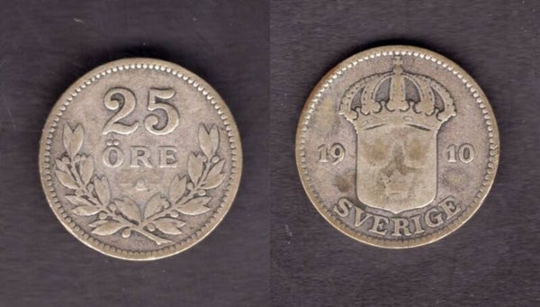 Sweden. 25 Ore 1910.   dy21476