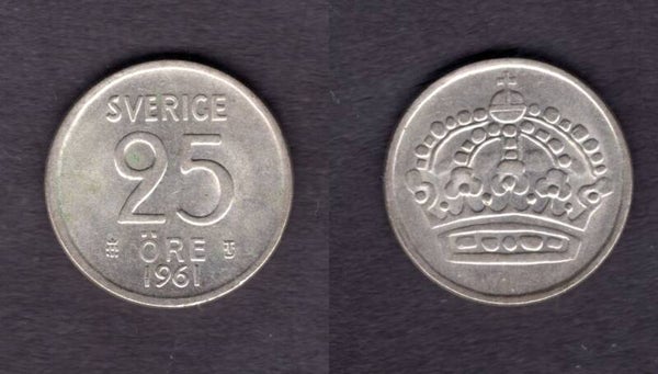 Sweden. 25 Ore 1961.   dy21478