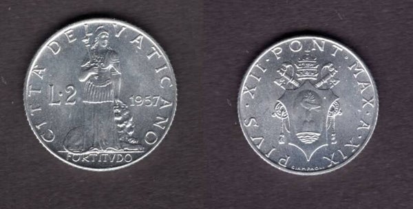 Vatican. Two Lire 1957.   dy21501