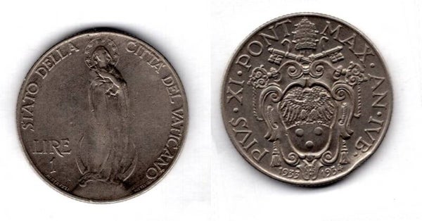 Vatican. One Lira 1934.   dy21509